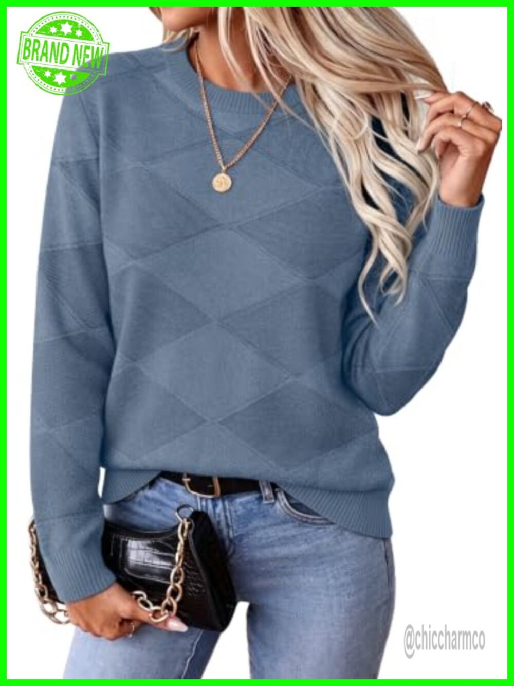 Womens Crewneck Pullover Sweater Long Sleeve Knit Top Fall Layering